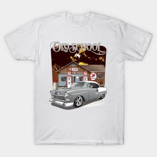 1955 Silver Gray Chevy Bel Air Old School T-Shirt